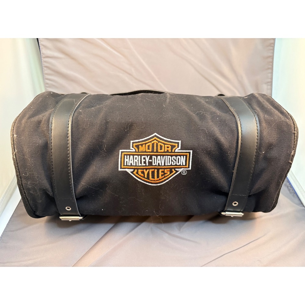 Harley-Davidson Canvas Motorcycle Roll-Up 8-Pocket Tool Travel Barrel Bag B-11